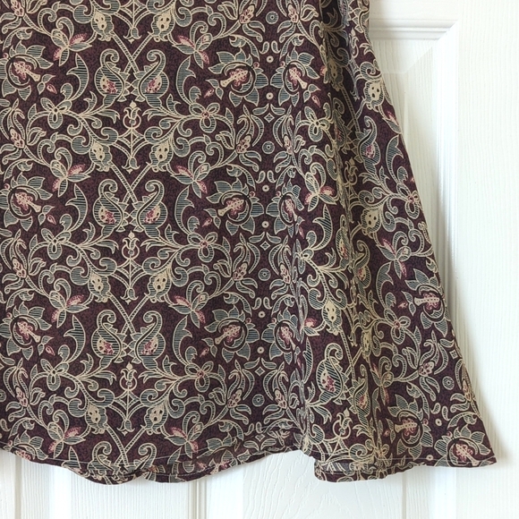 Studio JPR 90's Vintage Bohemian Printed High Waisted A-Line Mini Skirt Plum 12 - Picture 8 of 11